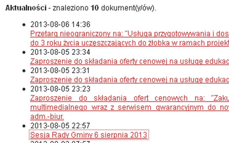 Ogłoszenie o sesji rady gminy Piekoszów 6 sierpnia 2013